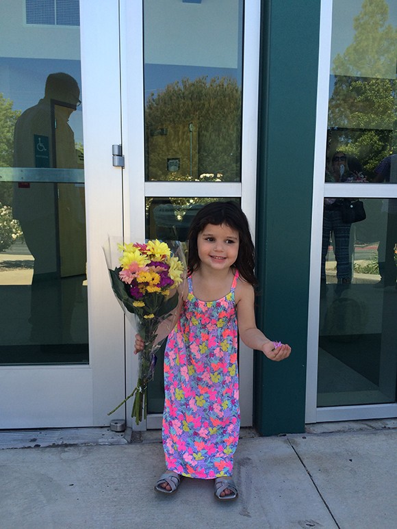 Madelyn greeted her public one more time outside the theater before heading to her pizza party with the family.