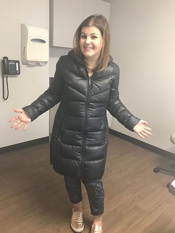 On drain removal day, it was 62 degrees outside and I wore a long jacket because otherwise my tushie would've been showing since I couldn't pull my pants up. Isn't abdominal surgery recovery super sexy??