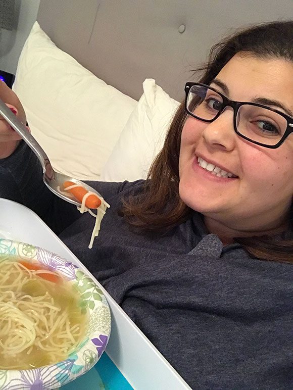Bryan's mom made her delicious chicken noodle soup for me which was perfect post-surgery and helped soothe my rusty throat after being intubated.  
